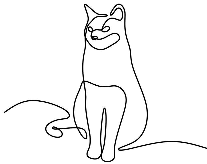 Outline of cat sitting down looking to the side
